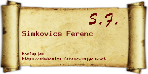 Simkovics Ferenc névjegykártya